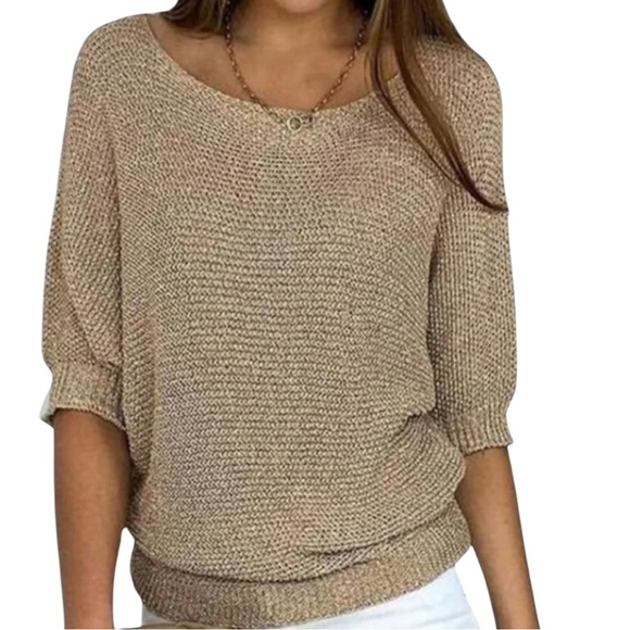Free People Metallic Knit Sweater Women’s XS Brown Long Sleeve Relaxed Fit - Picture 1 of 7